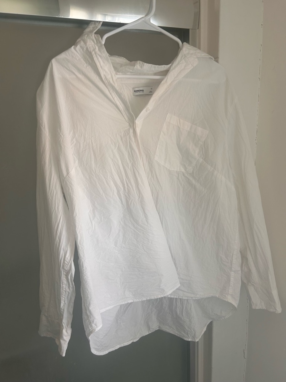 Sonoma White Hooded Button-Down Shirt